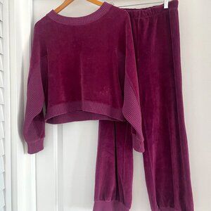 SUSIE KONDI VINTAGE STYLE TRACK SUIT - EGGPLANT VELVET